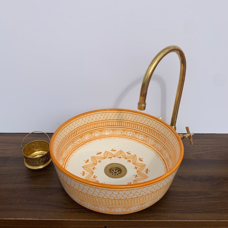 Lavabo Lave Main Vasque Cuivre Rouge_vasque Marocaine_salle De Bain Lavabo Lave Main Vasque Cuivre Rouge_vasque Marocaine_salle De Bain