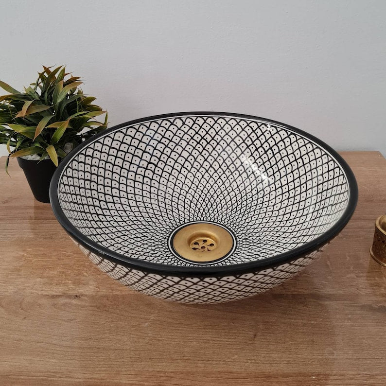 Lavabo Vasque Marocaine En Cuivre Martelé – 53 Cm – Salle De Bain Orientale – Neuf
