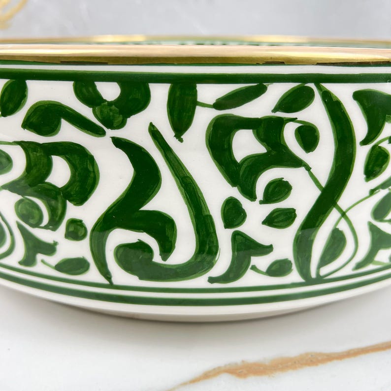 Vasque marocaine en céramique contour en or 14K carates #554