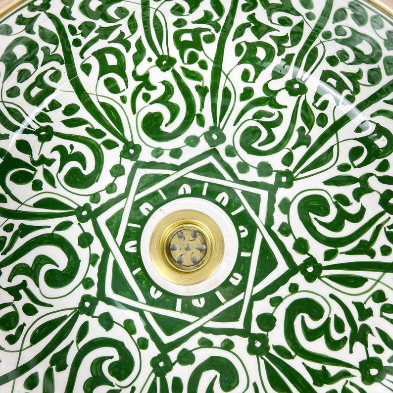 Vasque marocaine en céramique contour en or 14K carates #554