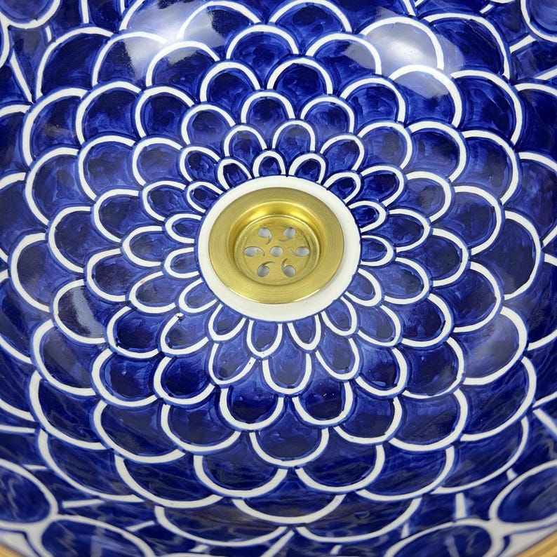 Vasque marocaine en céramique contour en or 14K carates #555