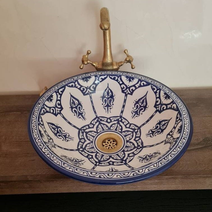 Vasque marocaine en céramique style fleure géométrique #233