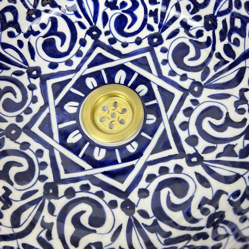 Vasque marocaine en céramique contour en or 14K carates #557