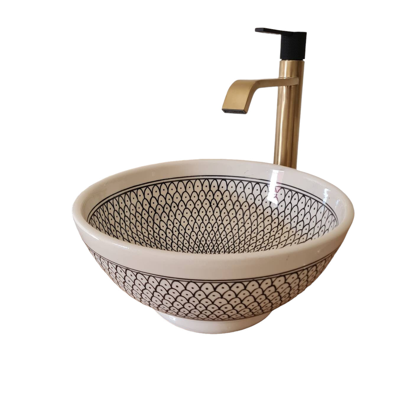 Vasque en céramique fait main - Bathroom sink bowl - black and white sink bowl #25