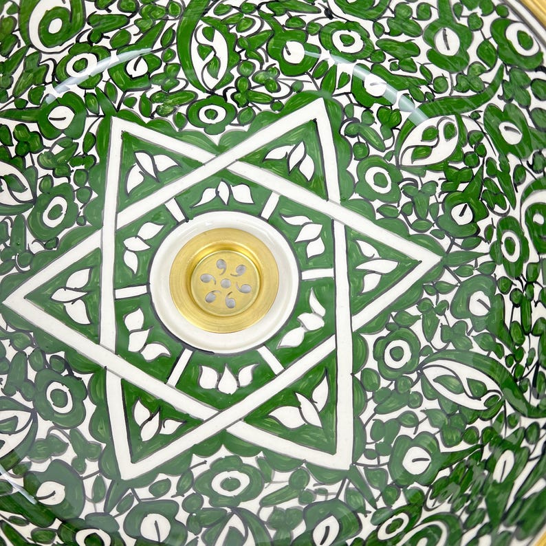 Vasque marocaine en céramique contour en or 14K carates #558