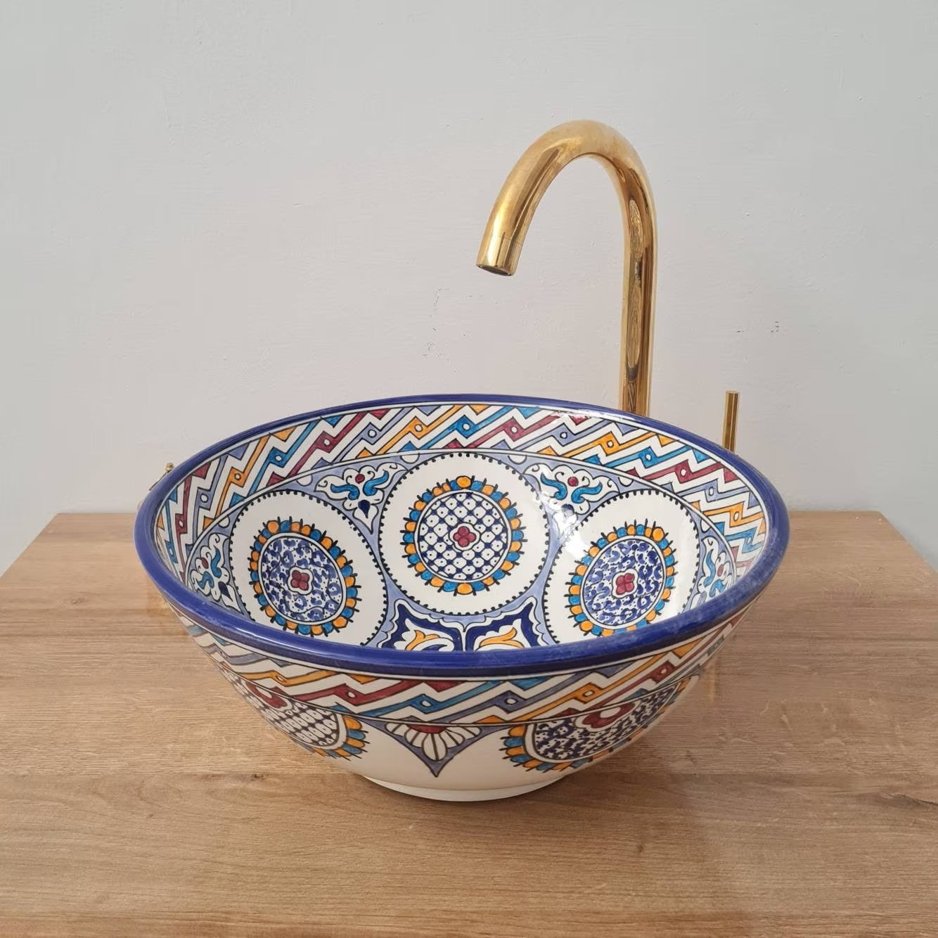 Vasque marocaine salle de bain | Lavabo marocain en céramique style zellige salle de bain | Moroccan sink #42