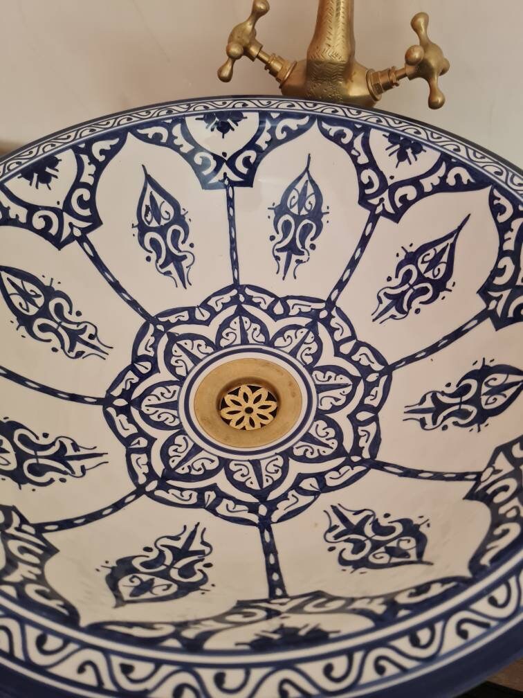 Vasque marocaine en céramique style fleure géométrique #233