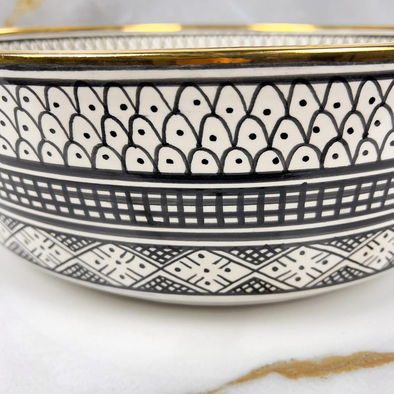 Vasque marocaine en céramique contour en or 14K carates #560
