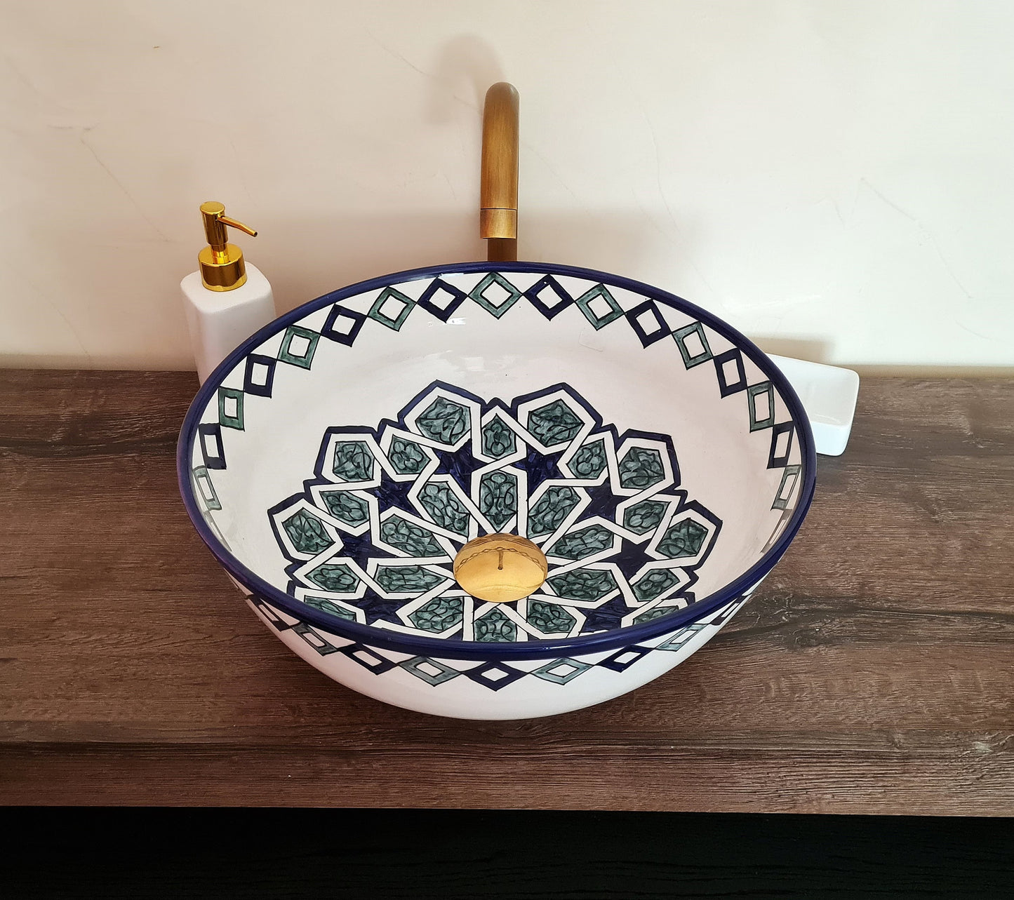 Vasque marocaine | Vasque de salle de bain | Lavabo marocain en céramique style zellige marocain | Évier   #44