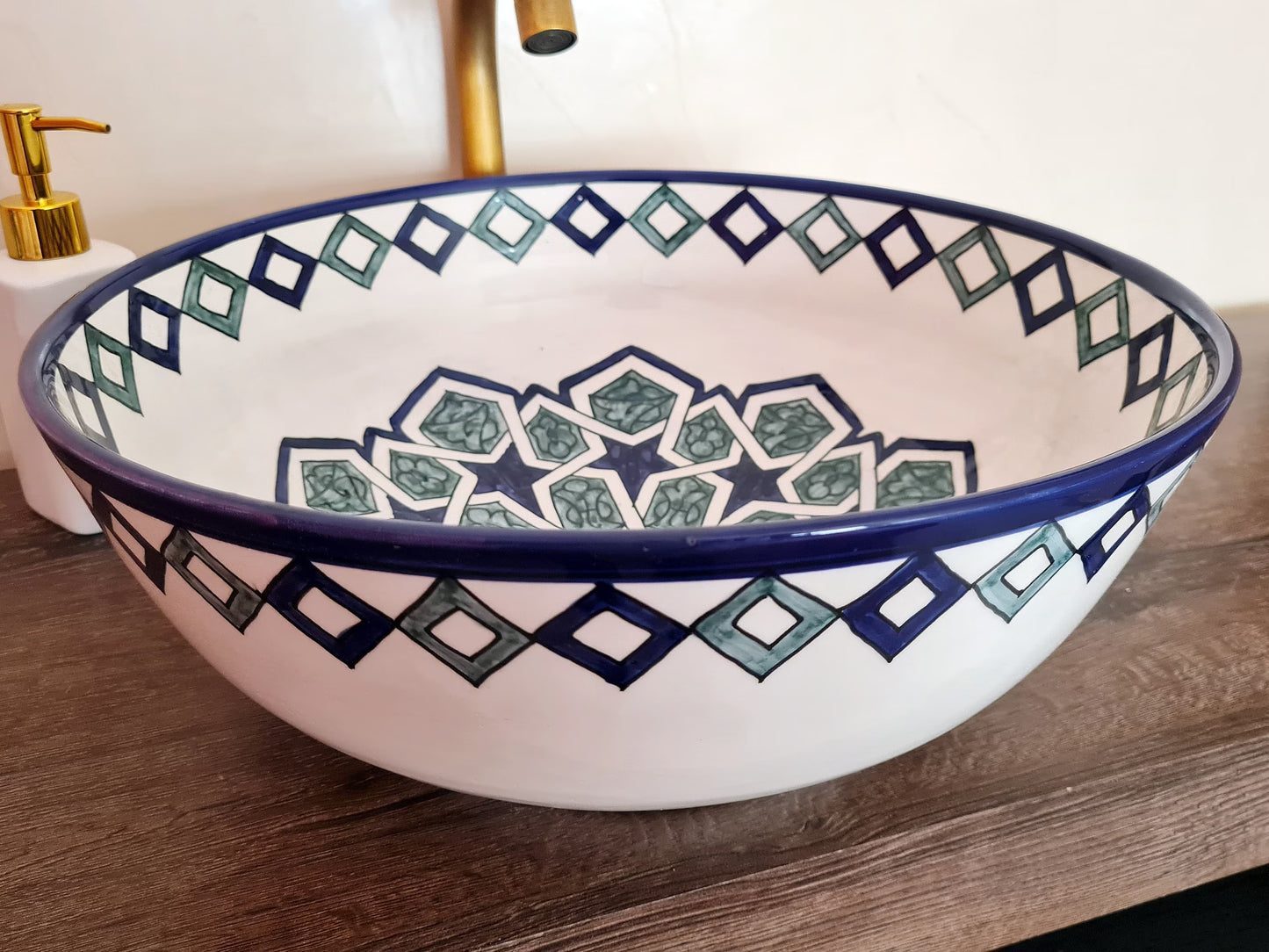 Vasque marocaine | Vasque de salle de bain | Lavabo marocain en céramique style zellige marocain | Évier   #44