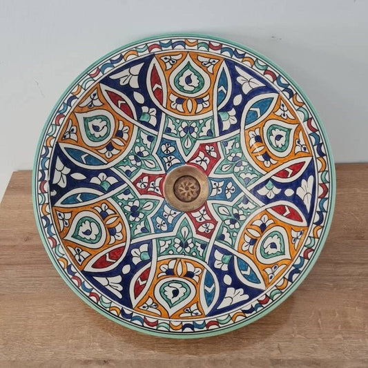 Vasque salle de bain | Évier en céramique marocain  pour salle de bain #178