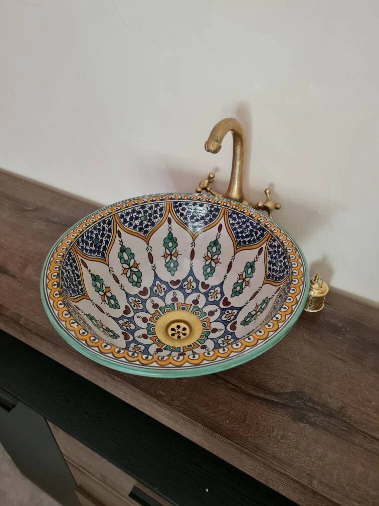 Lavabo En Marbre Fait Main - Forme Ronde, Couleur Naturelle, Pour Salle De Bain - VidaXL, Neuve