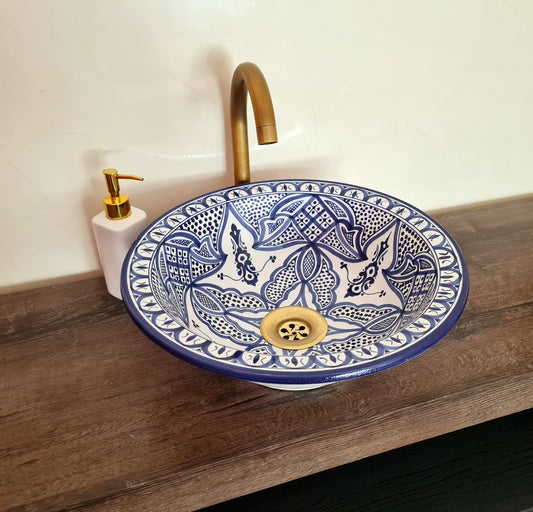 Vasque salle de bain | Lavabo bleu en céramique #85