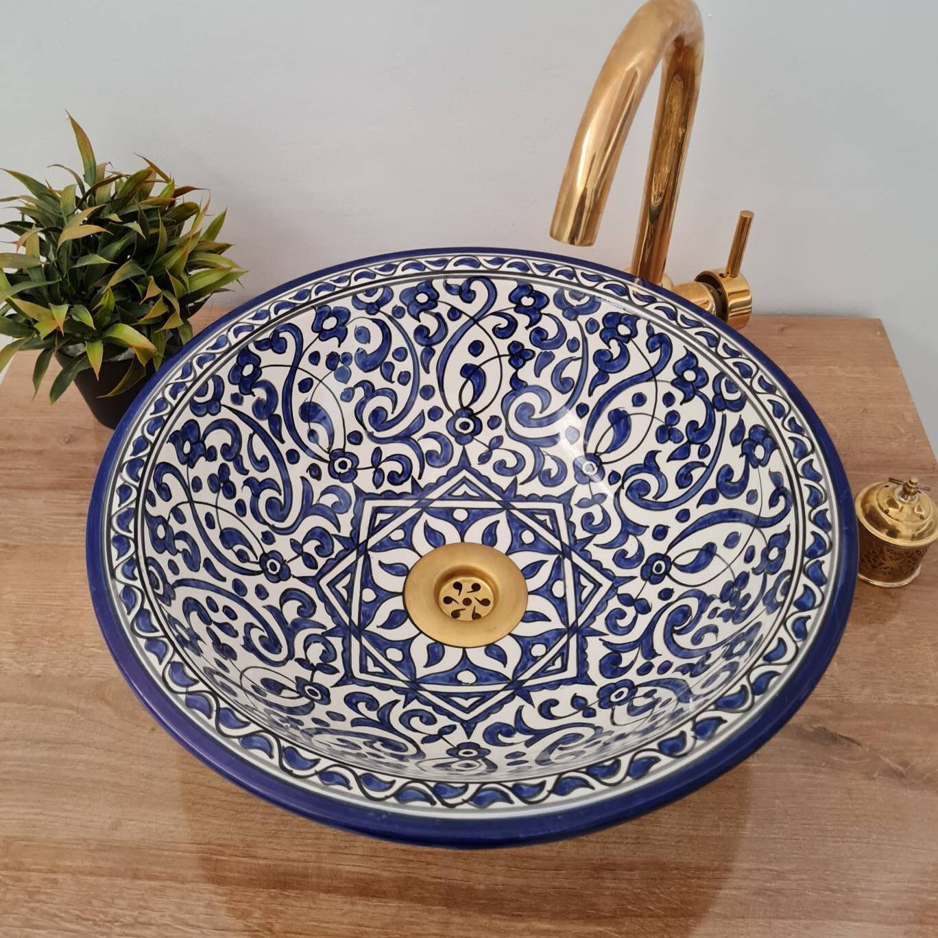 Vasque a poser | Vasque bleu pour salle de bain / Vasque marocaine #169