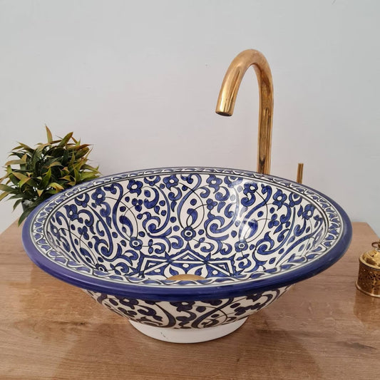 Vasque a poser | Vasque bleu pour salle de bain / Vasque marocaine #169