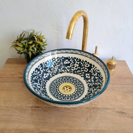 Vasque  Marocaine pour salle de bain  | Lavabo en céramique style marocain #152