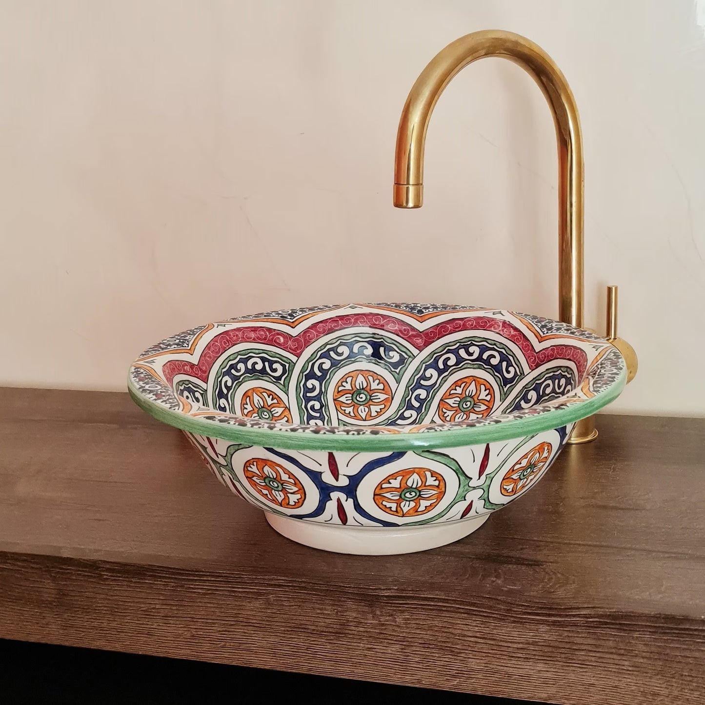 Vasque de salle de bain | Lavabo en céramique marocain pour salle de bain - colorful sink bowl #153