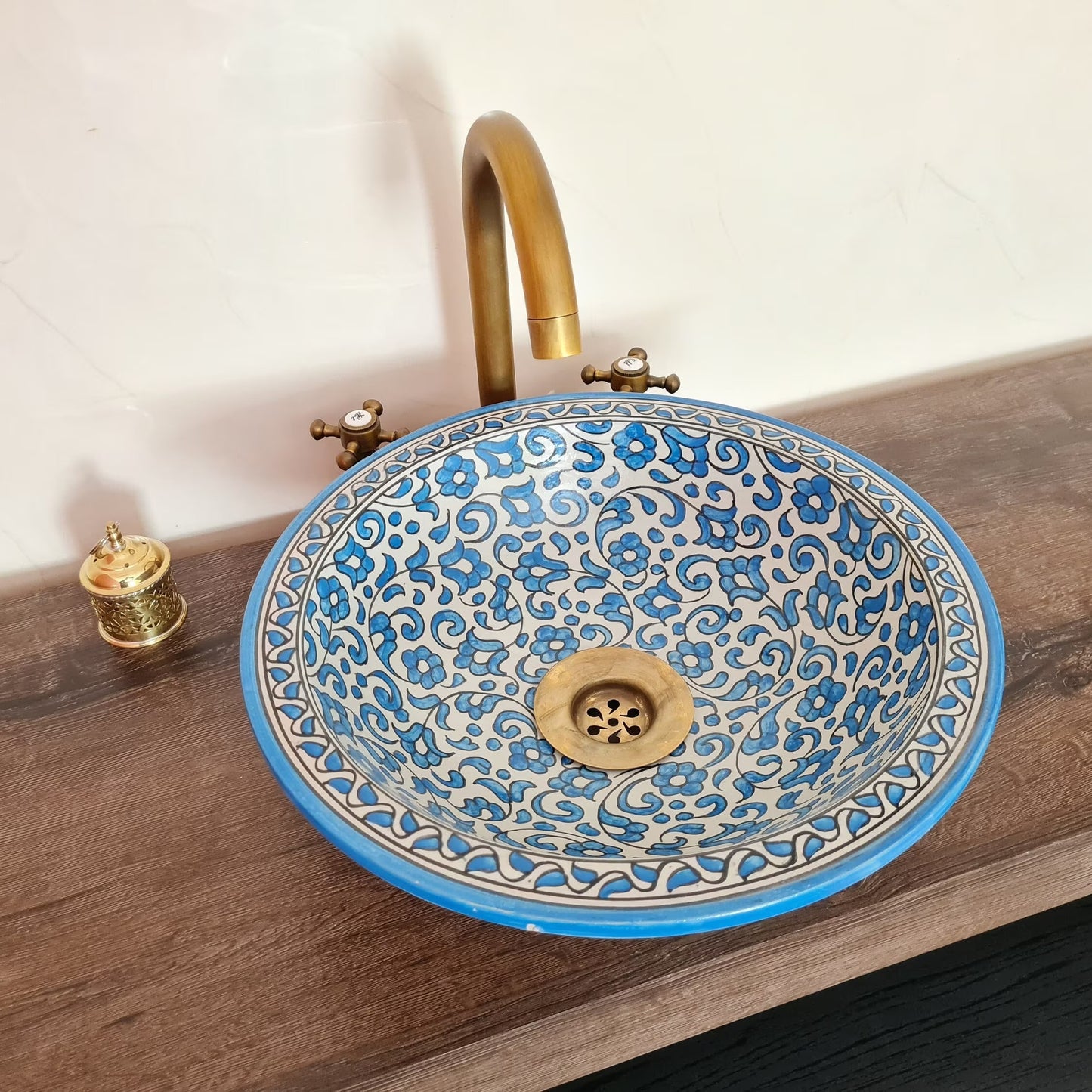 Vasque salle de bain bleu | Lavabo en céramique #60