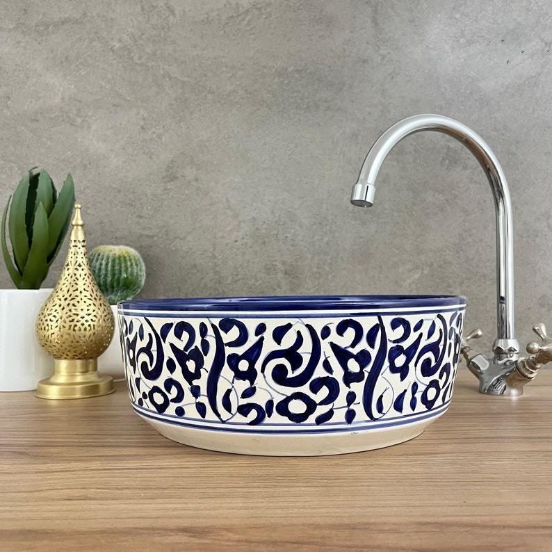 Lavabo Vasque Marocaine En Cuivre Martelé – 53 Cm – Salle De Bain Orientale – Neuf