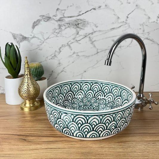 Vasque élégante pour salle de bain | Lavabo en céramique style orientale - moroccan sink bowl #185SB
