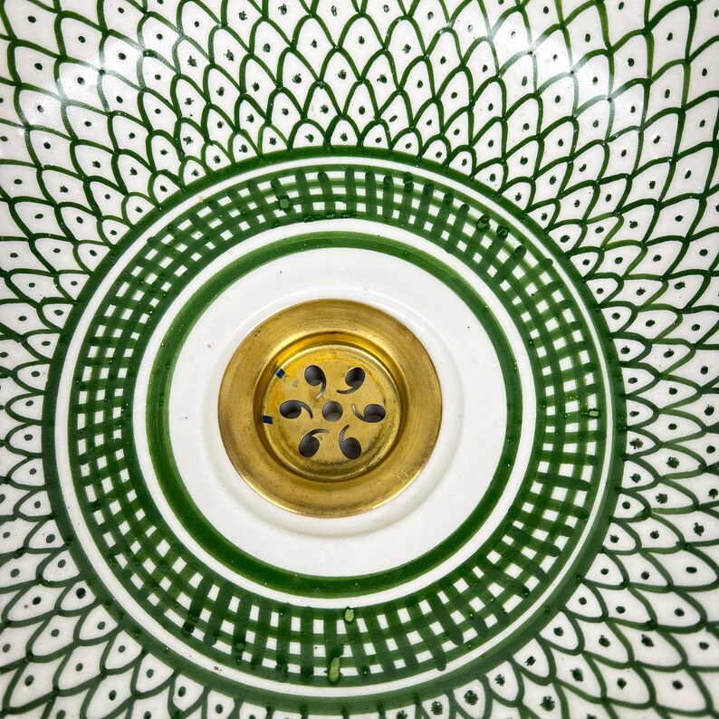 Vasque marocaine en céramique contour en or 14K carates #551