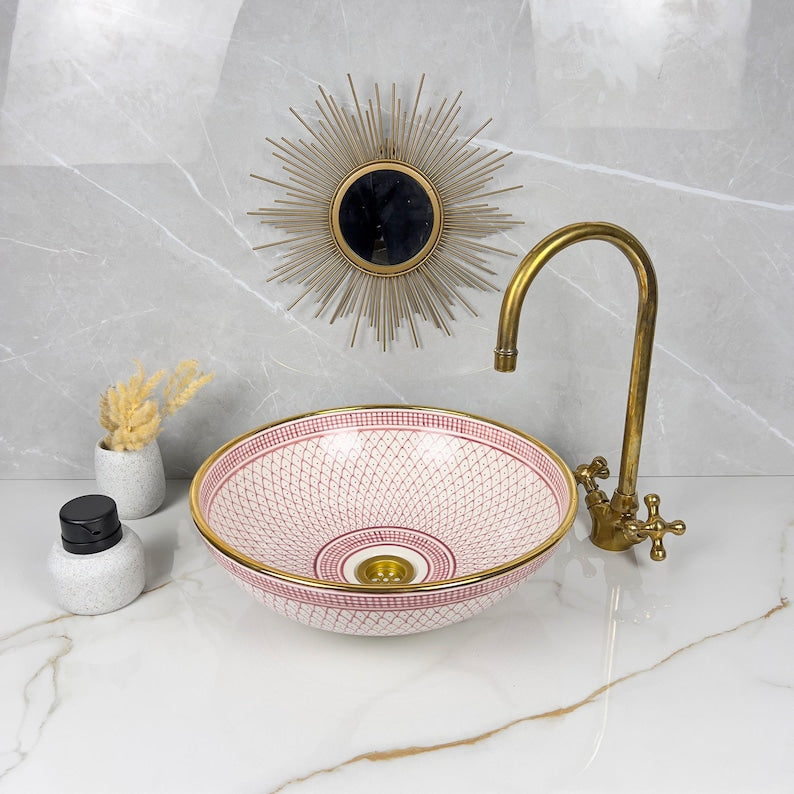 Vasque marocaine en céramique contour en or 14K carates #552