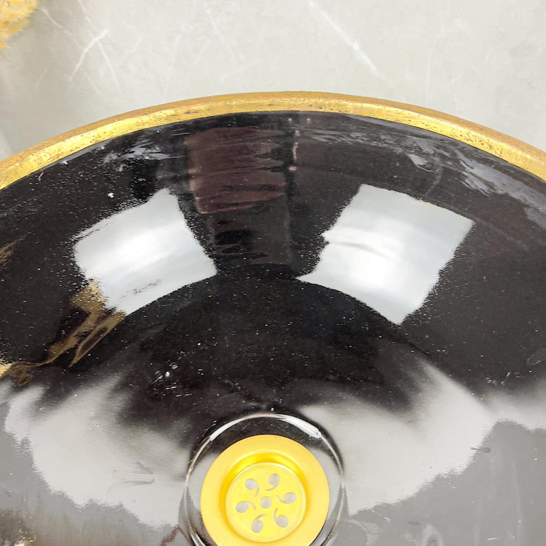 Vasque Marocaine artisanale fabriqué à la main bordure en laiton #526