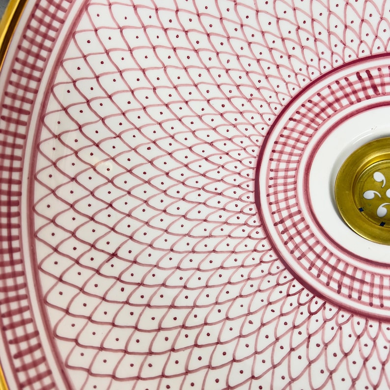 Vasque marocaine en céramique contour en or 14K carates #552