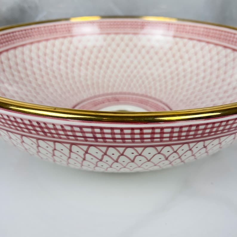 Vasque marocaine en céramique contour en or 14K carates #552