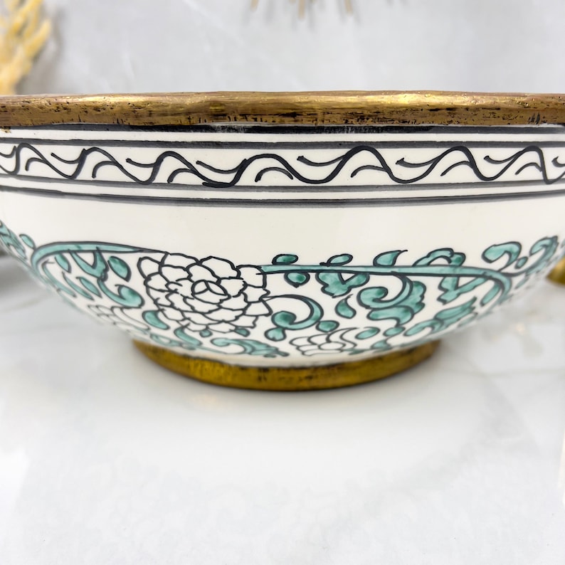 Vasque Marocaine artisanale fabriqué à la main bordure en laiton #527