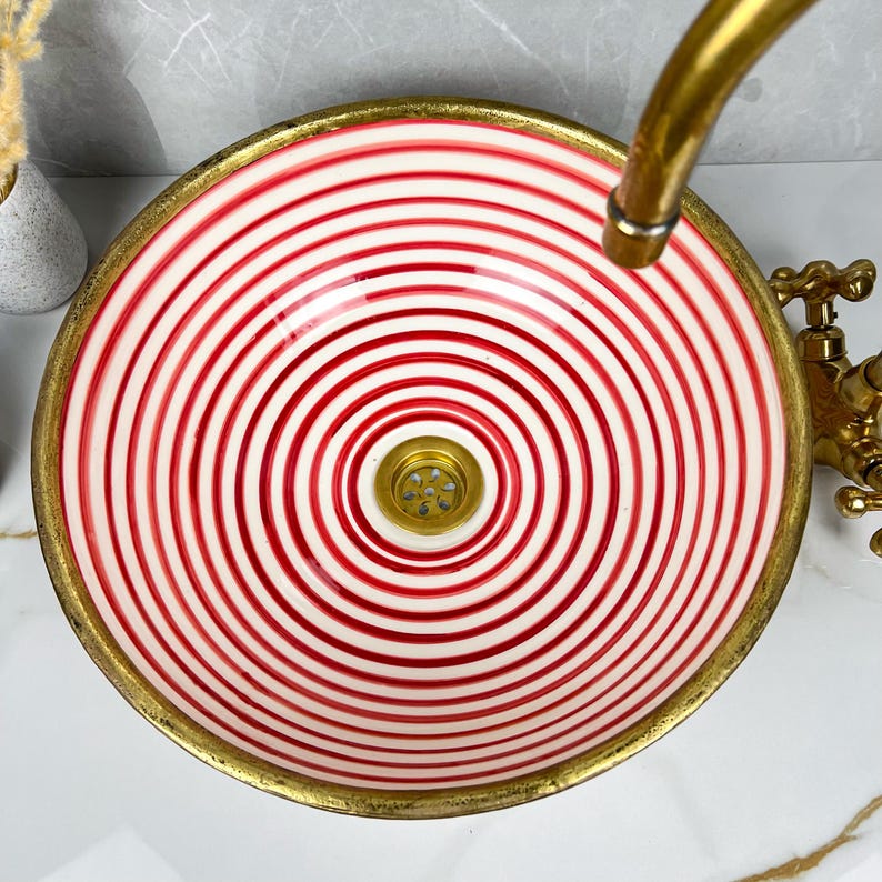 Vasque Marocaine artisanale fabriqué à la main bordure en laiton #539