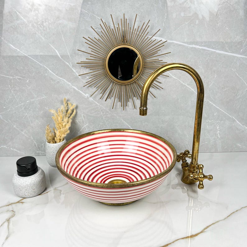 Vasque Marocaine artisanale fabriqué à la main bordure en laiton #539