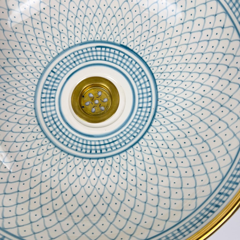 Vasque marocaine en céramique contour en or 14K carates #553