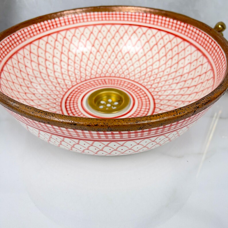 Vasque Marocaine artisanale fabriqué à la main bordure en laiton #529