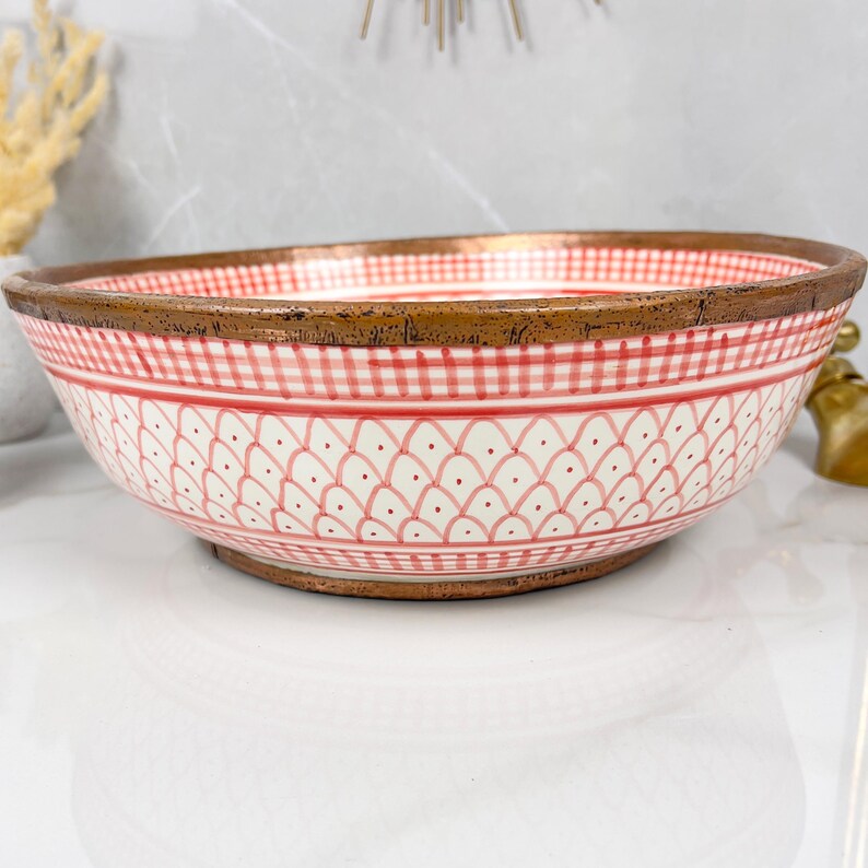 Vasque Marocaine artisanale fabriqué à la main bordure en laiton #529