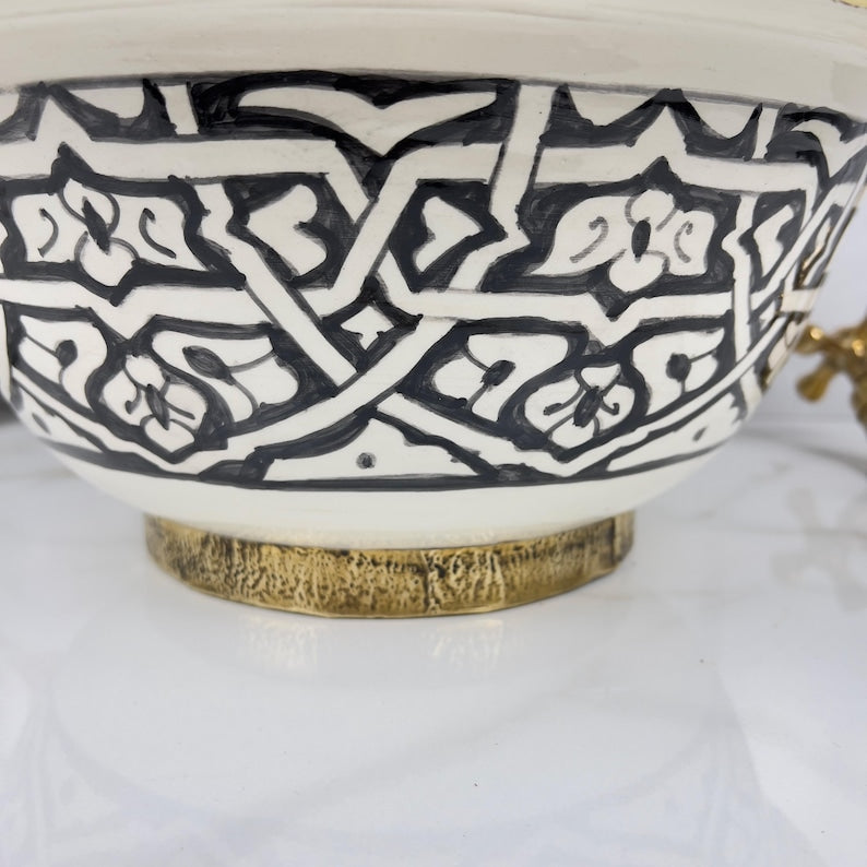 Vasque Marocaine artisanale fabriqué à la main bordure en laiton #542