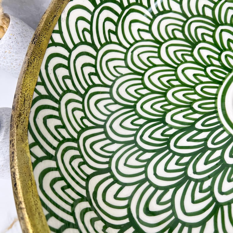 Vasque marocaine peintes à la main en céramique et en laiton massif #545