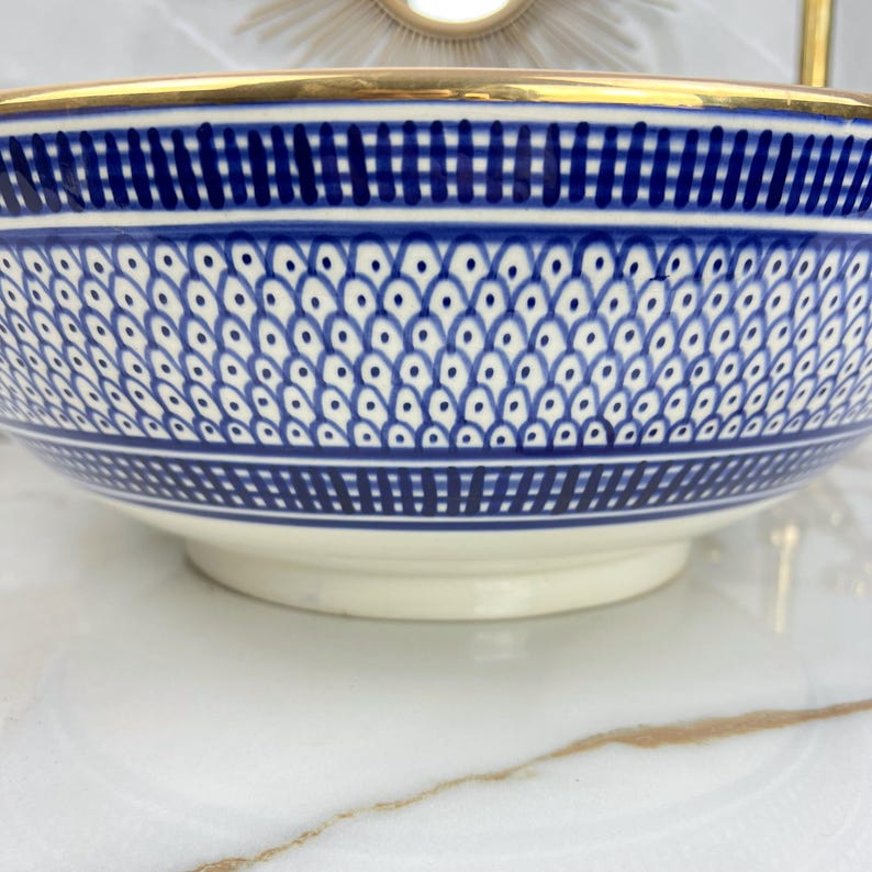 Vasque marocaine en céramique contour en or 14K carates #548