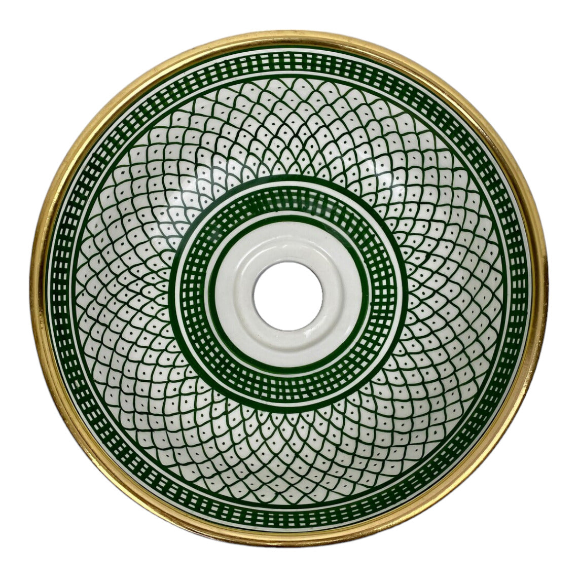 Vasque Marocaine en céramique fait main contour en Or 14K Carats #82