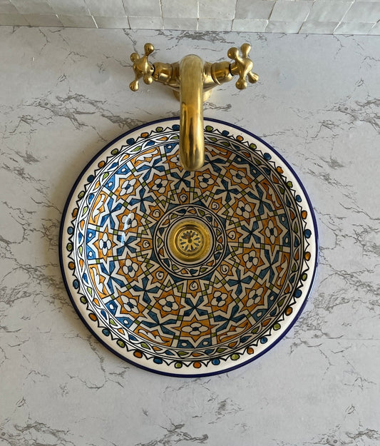 Vasque Marocaine en céramique pour une salle de bain élégante  | colorful sink bowl #49