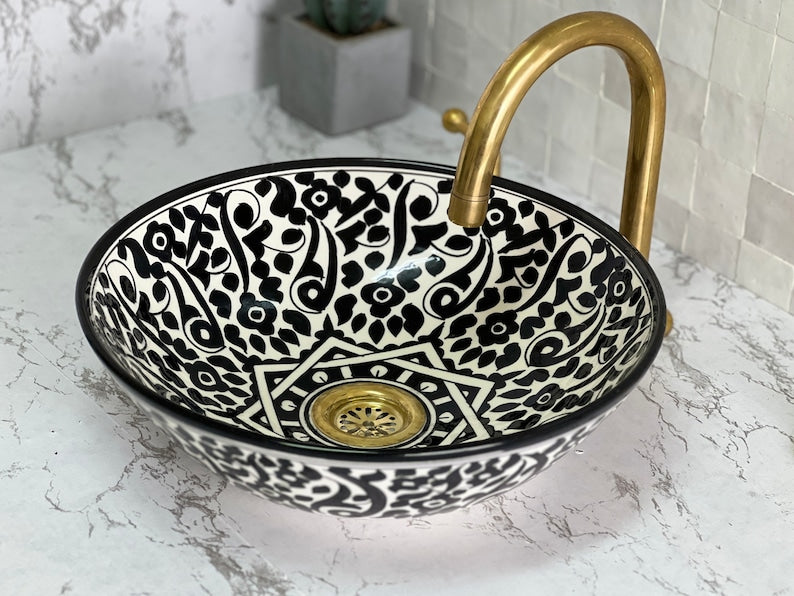 Vasque Marocaine en Céramique pour une Salle de Bain Élégante - Unique sink bowl #51