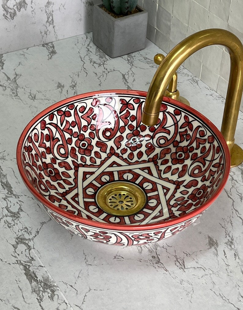 Vasque Marocaine en céramique pour salle de bain - vasque de salle bain - Moroccan sink bowl #35