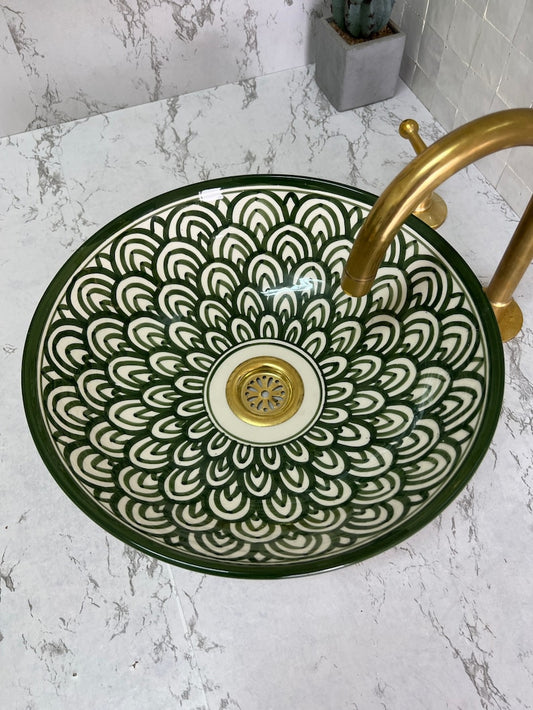 Vasque Marocaine en Céramique pour une Salle de Bain Élégante - Green sink bowl #53
