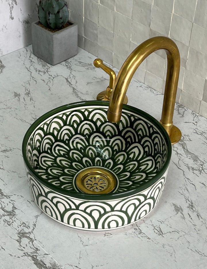 Vasque Marocaine en Céramique pour une Salle de Bain Élégante - Green sink bowl #57B