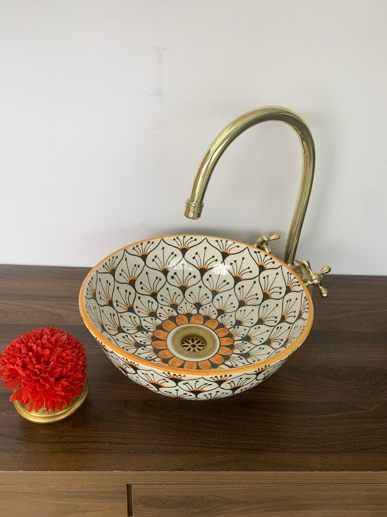 Vasque Marocaine en céramique fait main - Evier de salle de bain - Lavabo marocain - moroccan sink bowl #30