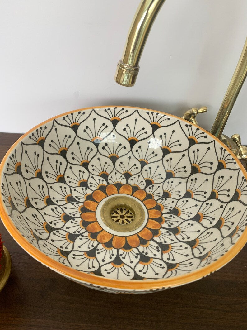 Vasque Marocaine en céramique fait main - Evier de salle de bain - Lavabo marocain - moroccan sink bowl #30