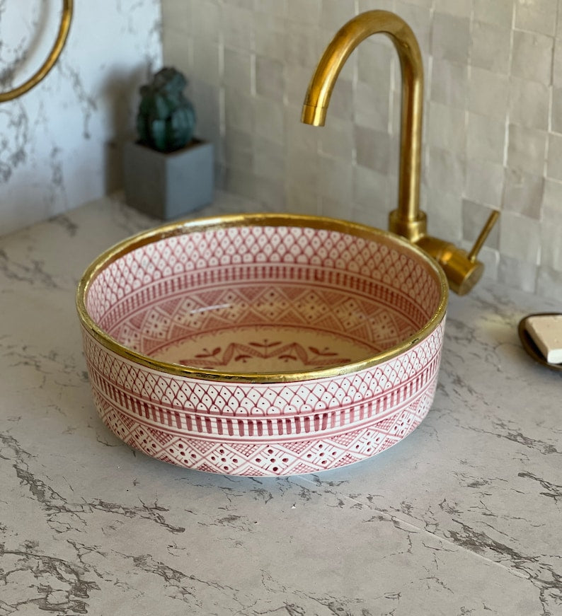 Vasque cuivre rouge Marocaine ovale évier lave main lavabo Vasque cuivre rouge Marocaine ovale évier lave main lavabo