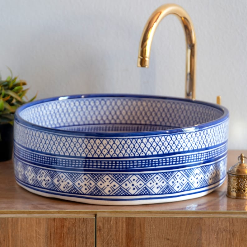 Vasque céramique ronde Marocaine v3 évier lave Vasque céramique ronde Marocaine v3 évier lave