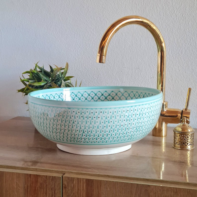 Vasque marocaine | vasque de salle de bain | Lavabo marocain en céramique | Évier #195