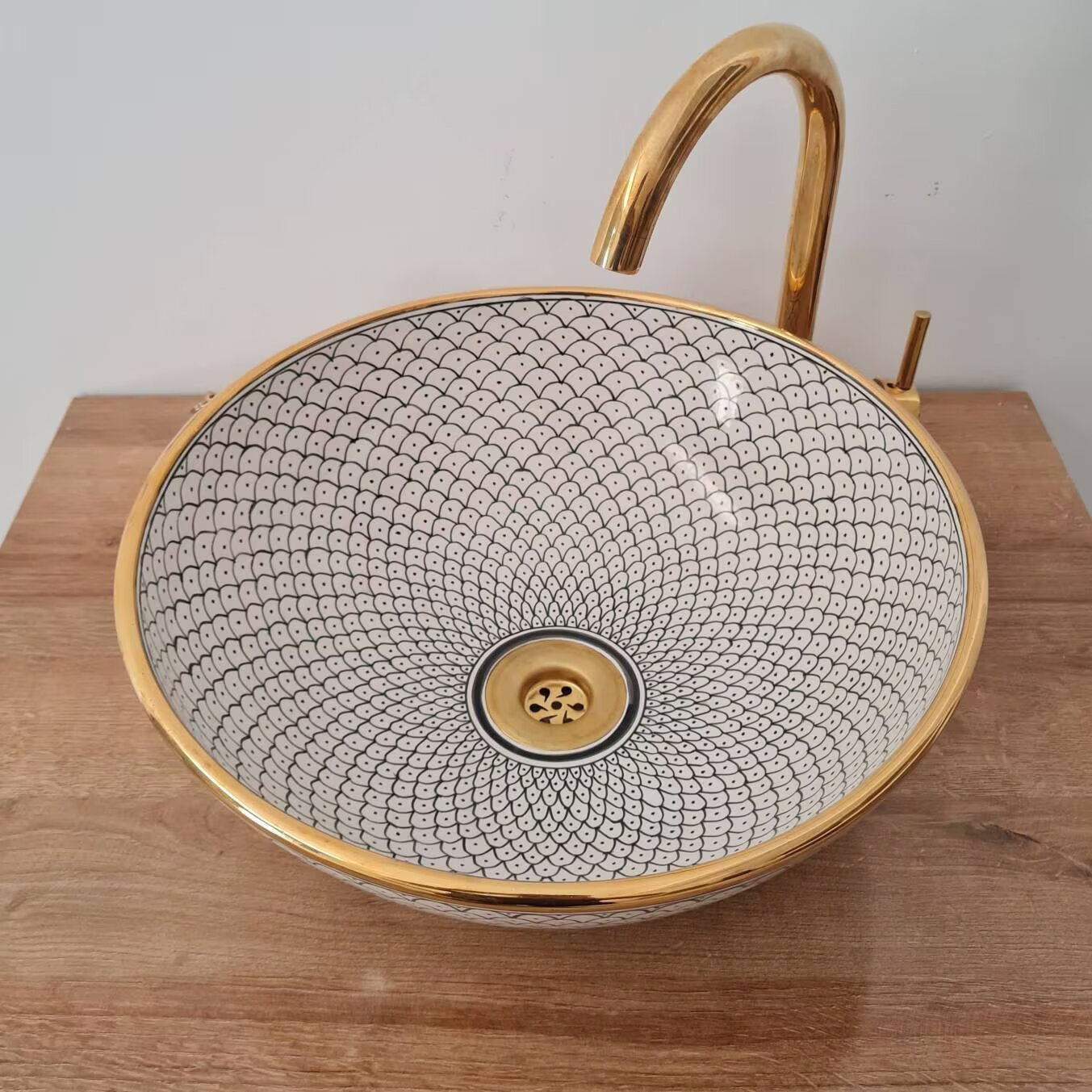 Vasque Marocaine en céramique fait main contour en Or 14K Carats #70